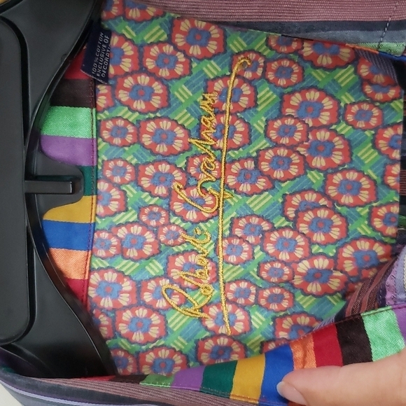 Robert Graham multicolor stripe button down shirt, collared, men's size 2XL - Picture 2 of 12